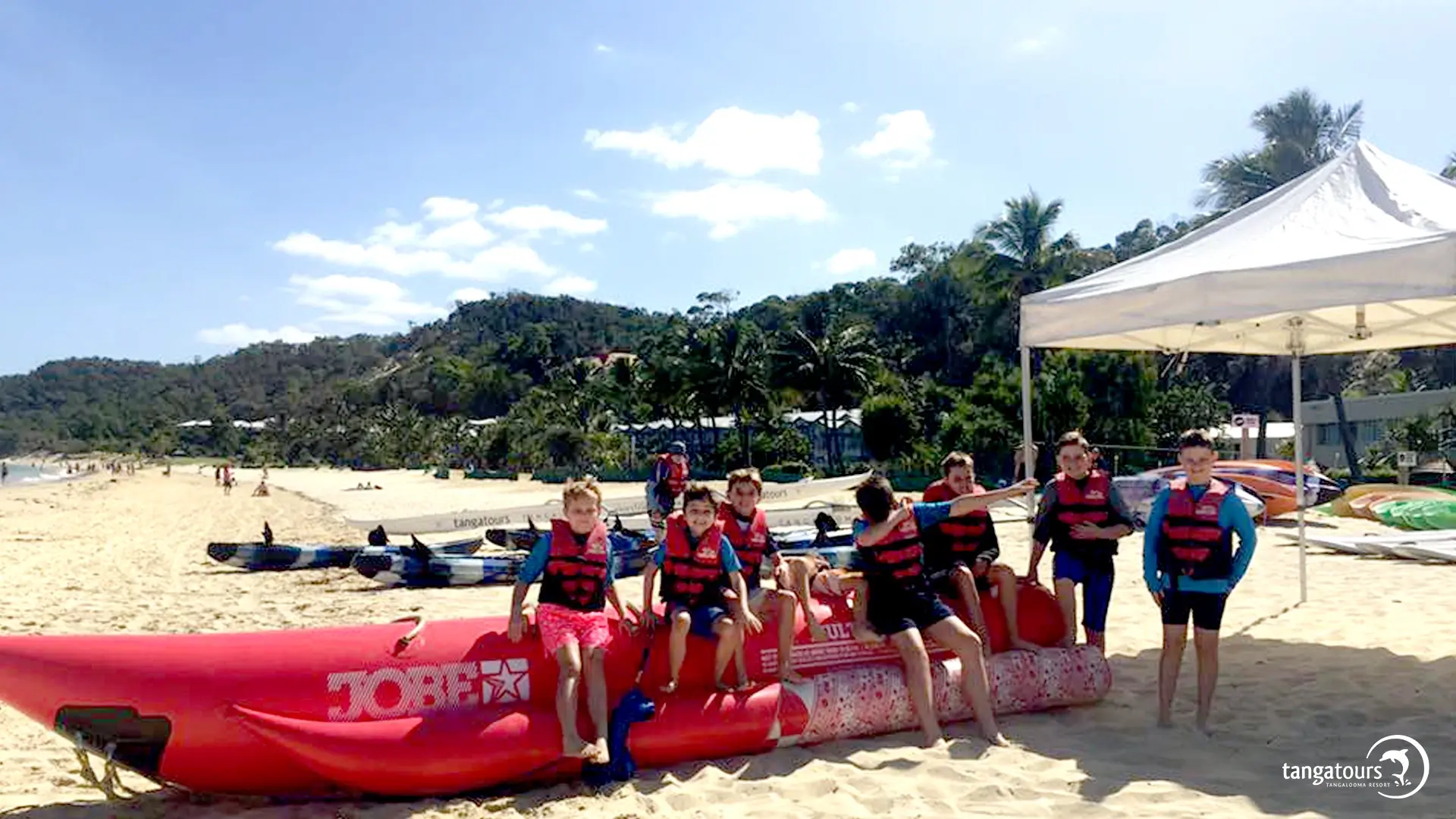 Family Banana Boat Fun Tangalooma Island